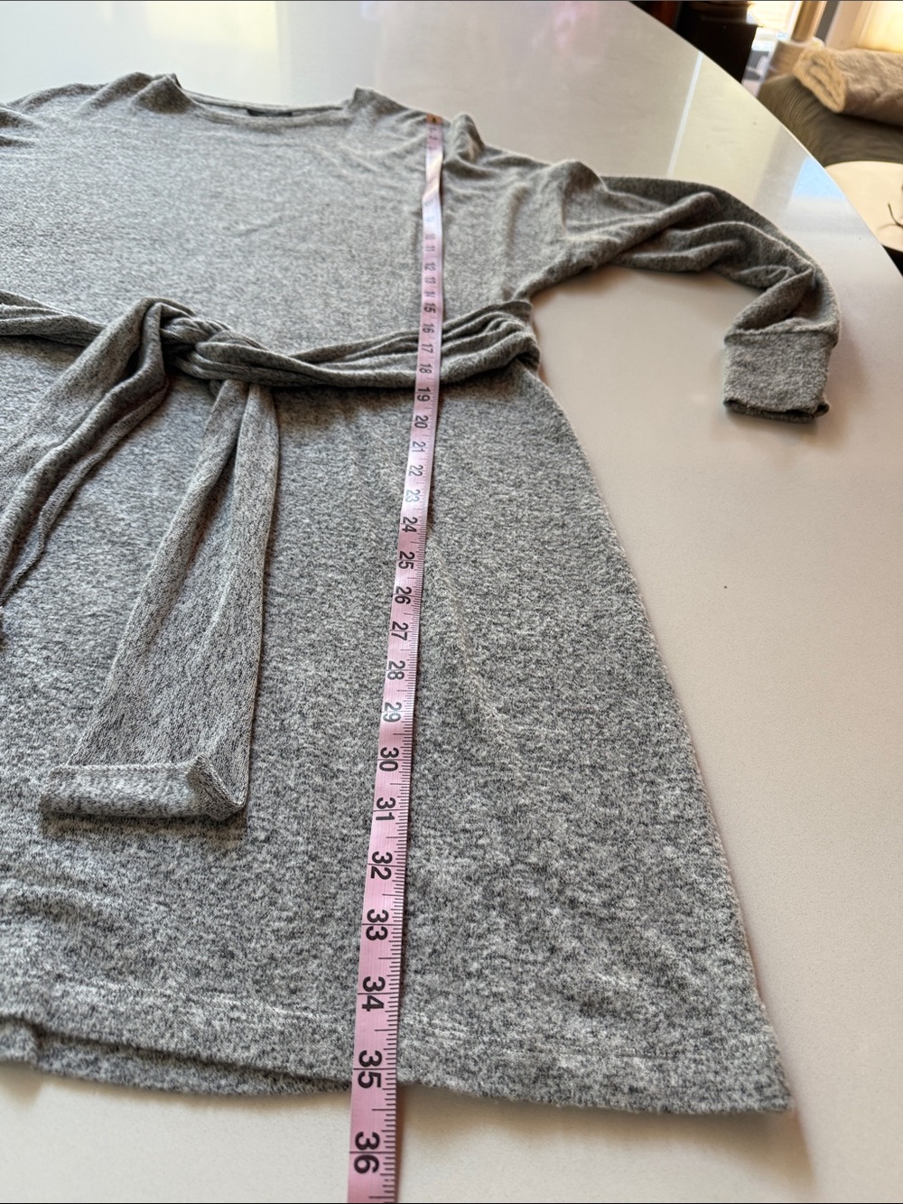 Topshop Gray Tie-Waist Super Soft Long Sleeve Sweatshirt Sweater Dress, Size 12 - Picture 13 of 13